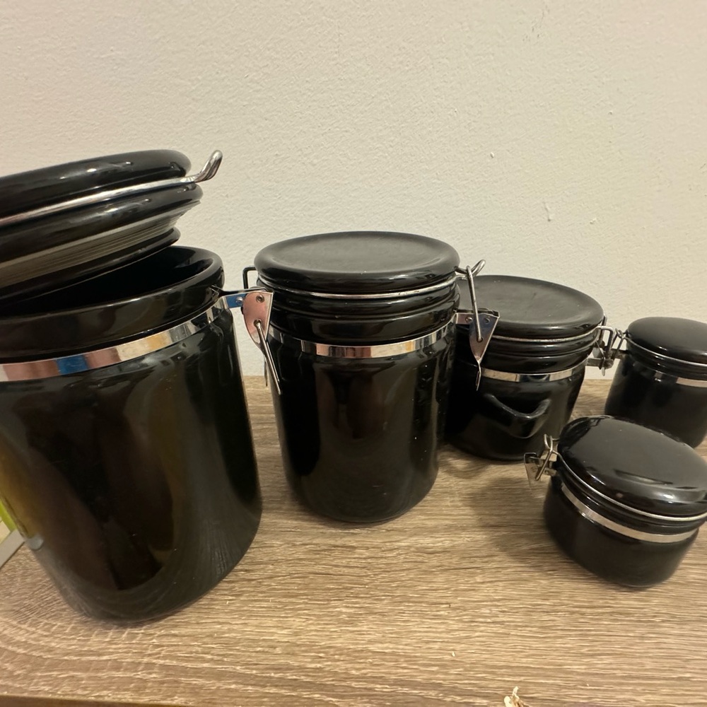 Set of Black Kitchen Canisters